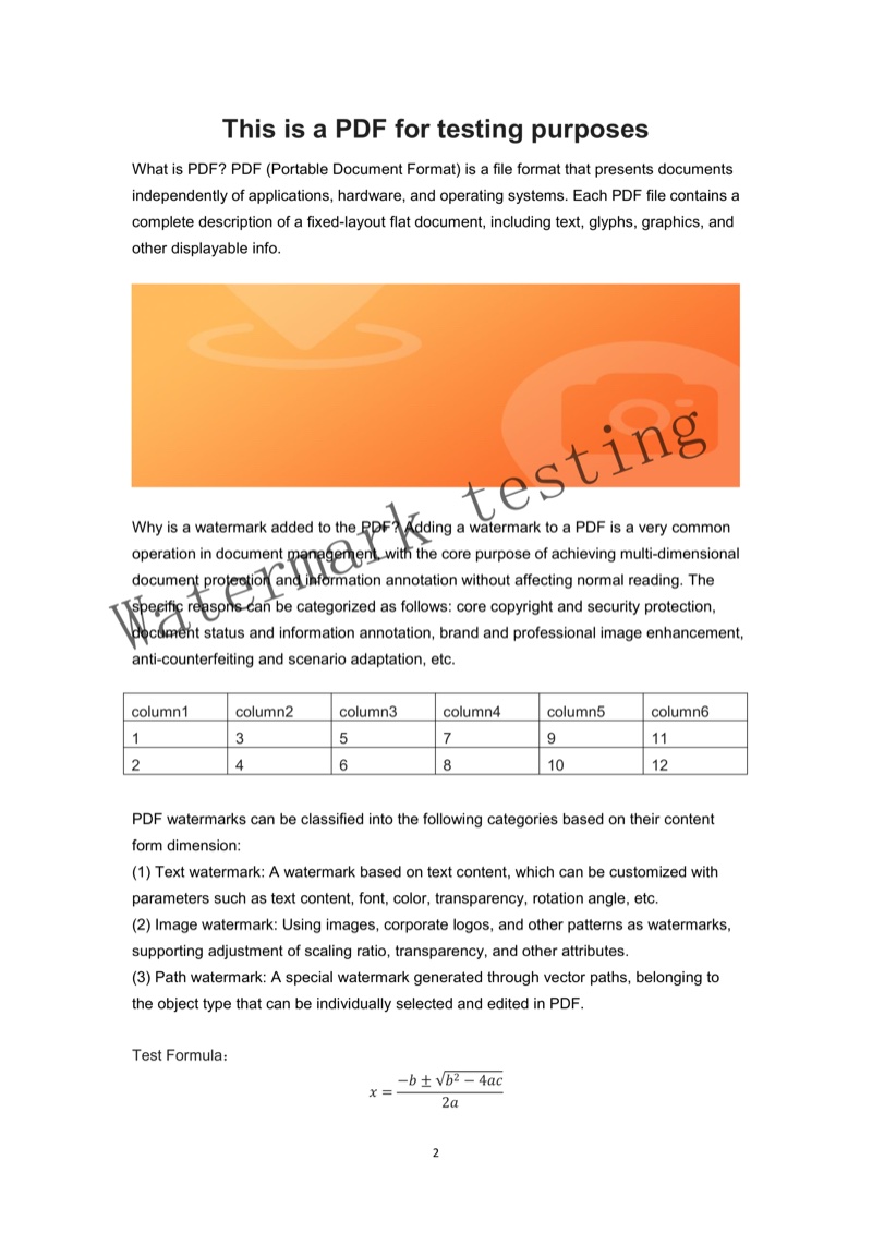 PDF content page with large diagonal watermark over paragraphs and a table